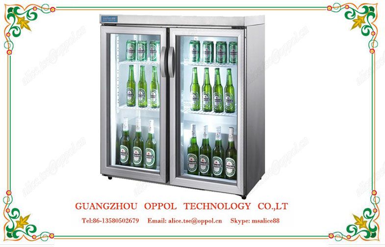 OP-301 Beer Drink Cooler Stainless Steel Frame Beer Display Freezer