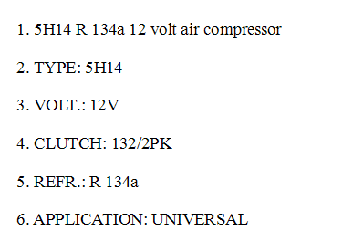 ACTECmax Ac Compressor 5H14 Ac Compressor With R134a For Universal 12