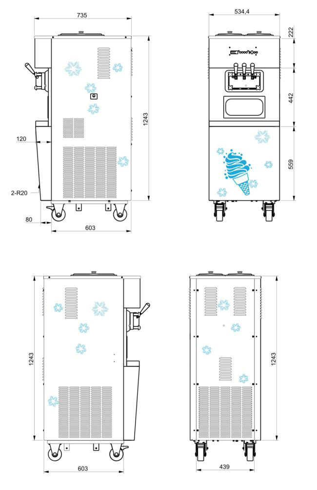 Soft Ice Cream Machine (Oceanpower OP138CS)